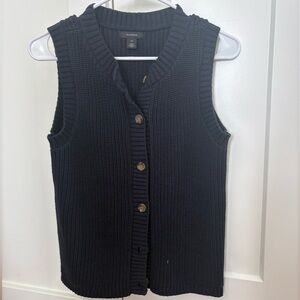 Halogen Navy Cotton Button-Down Sweater Vest